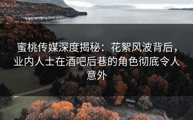 蜜桃传媒深度揭秘：花絮风波背后，业内人士在酒吧后巷的角色彻底令人意外