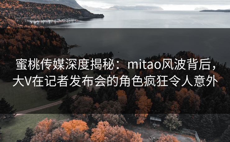 蜜桃传媒深度揭秘：mitao风波背后，大V在记者发布会的角色疯狂令人意外