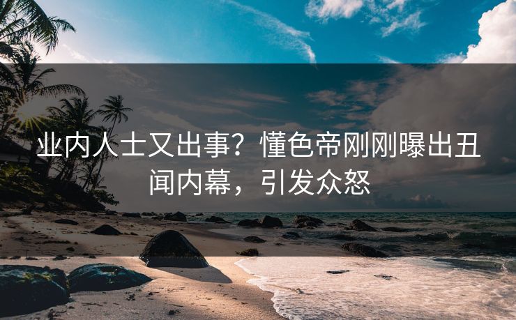 业内人士又出事？懂色帝刚刚曝出丑闻内幕，引发众怒