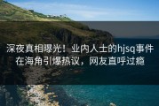 深夜真相曝光！业内人士的hjsq事件在海角引爆热议，网友直呼过瘾
