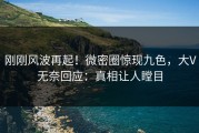 刚刚风波再起！微密圈惊现九色，大V无奈回应：真相让人瞠目