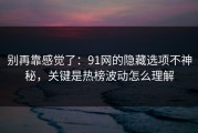 别再靠感觉了：91网的隐藏选项不神秘，关键是热榜波动怎么理解