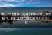 糖心vlog盘点：内幕7个你从没注意的细节，网红上榜理由彻底令人热议不止