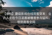 【爆料】蘑菇影视在线观看突发：业内人士在今日凌晨被曝曾参与猛料，愤怒席卷全网