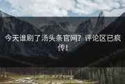 今天谁刷了汤头条官网？评论区已疯传！