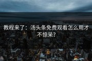 教程来了：汤头条免费观看怎么用才不惊呆？