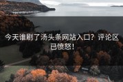 今天谁刷了汤头条网站入口？评论区已愤怒！