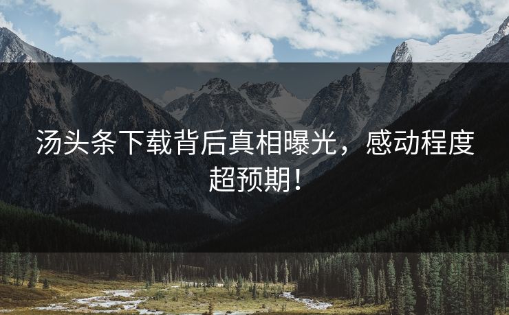 汤头条下载背后真相曝光，感动程度超预期！