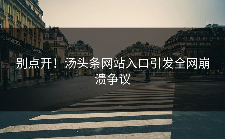 别点开！汤头条网站入口引发全网崩溃争议