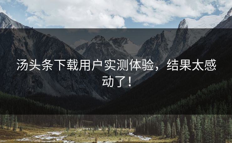 汤头条下载用户实测体验，结果太感动了！