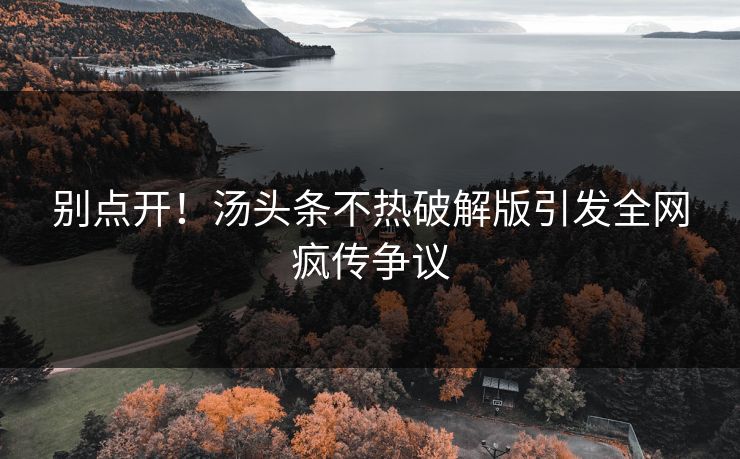 别点开！汤头条不热破解版引发全网疯传争议
