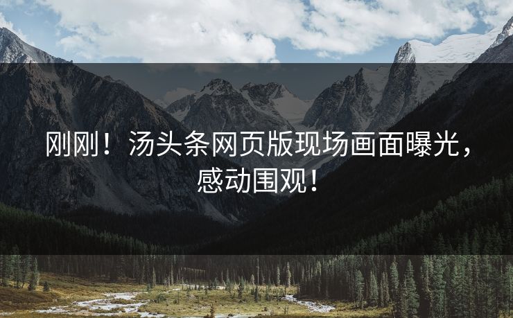 刚刚！汤头条网页版现场画面曝光，感动围观！