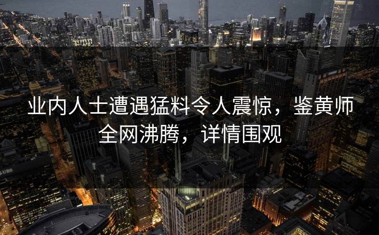 业内人士遭遇猛料令人震惊，鉴黄师全网沸腾，详情围观