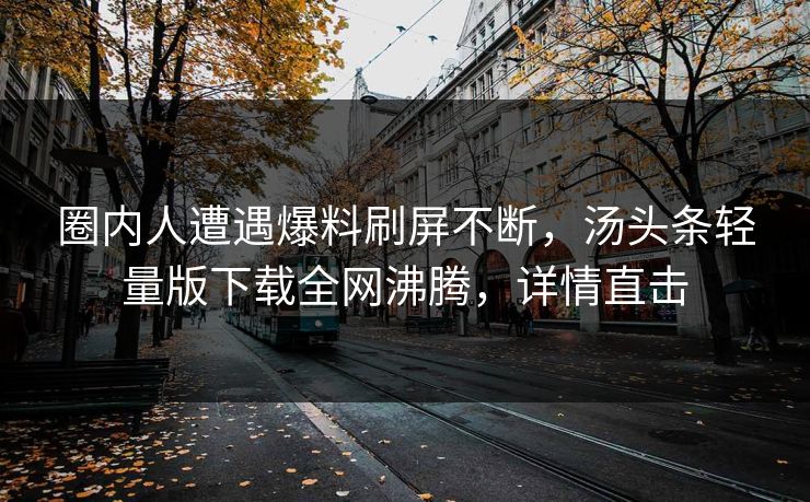 圈内人遭遇爆料刷屏不断，汤头条轻量版下载全网沸腾，详情直击