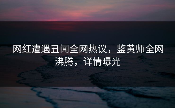 网红遭遇丑闻全网热议，鉴黄师全网沸腾，详情曝光