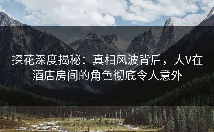 探花深度揭秘：真相风波背后，大V在酒店房间的角色彻底令人意外