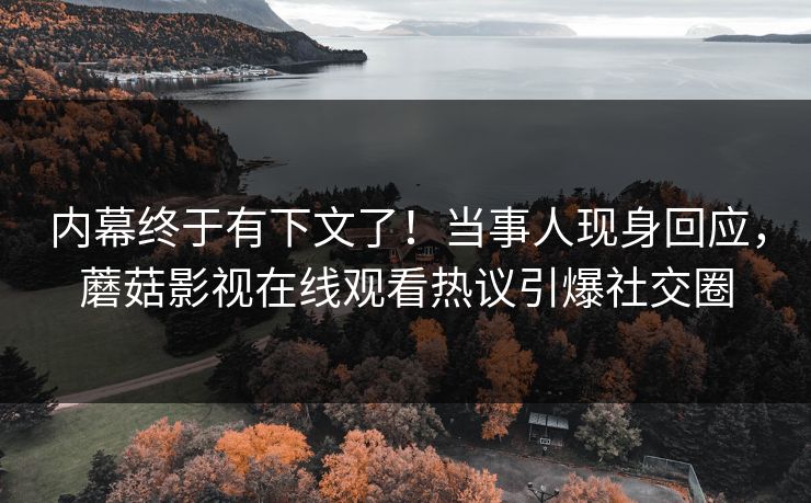内幕终于有下文了！当事人现身回应，蘑菇影视在线观看热议引爆社交圈