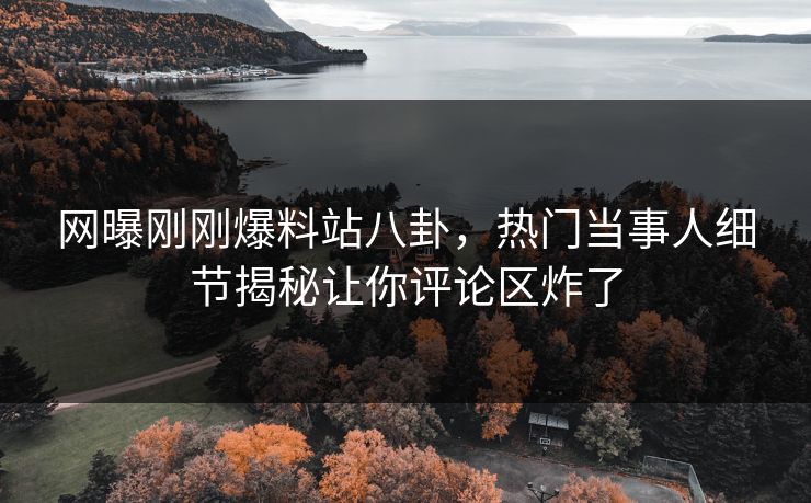 网曝刚刚爆料站八卦，热门当事人细节揭秘让你评论区炸了