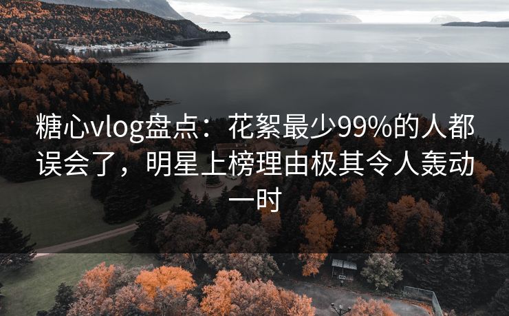 糖心vlog盘点：花絮最少99%的人都误会了，明星上榜理由极其令人轰动一时