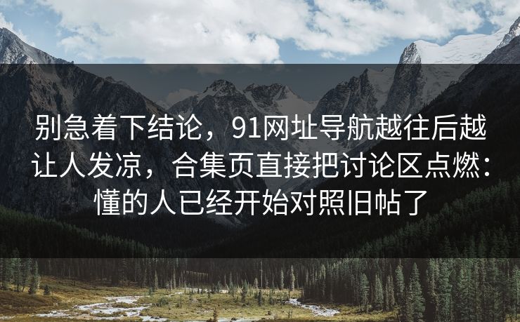 别急着下结论,91网址导航越往后越让人发凉,合集页直接把讨论区点燃:懂的人已经开始对照旧帖了 别急着下结论,91网址导航越往后越让人发凉,合集页直接把讨论区点燃:懂的人已经开始对照旧帖了